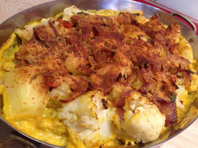 Gratin pommes de terre chou fleur aux épices